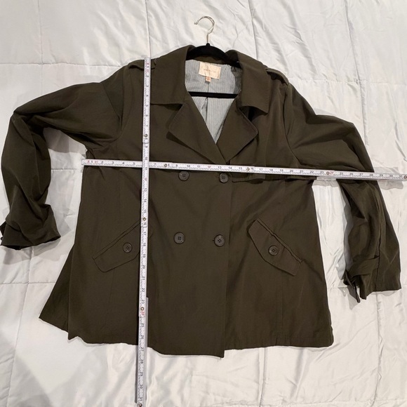 Skies Are Blue‎ Women's Olive Green Trench Jacket Size XL Double Breasted - Picture 14 of 16